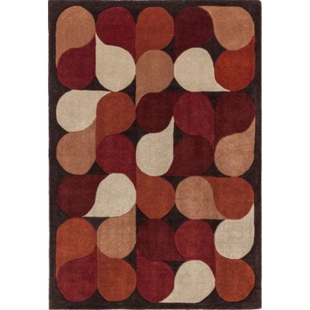 Tapis moderne tufté main en polypropylène recyclé Bordeaux Terracotta Recife