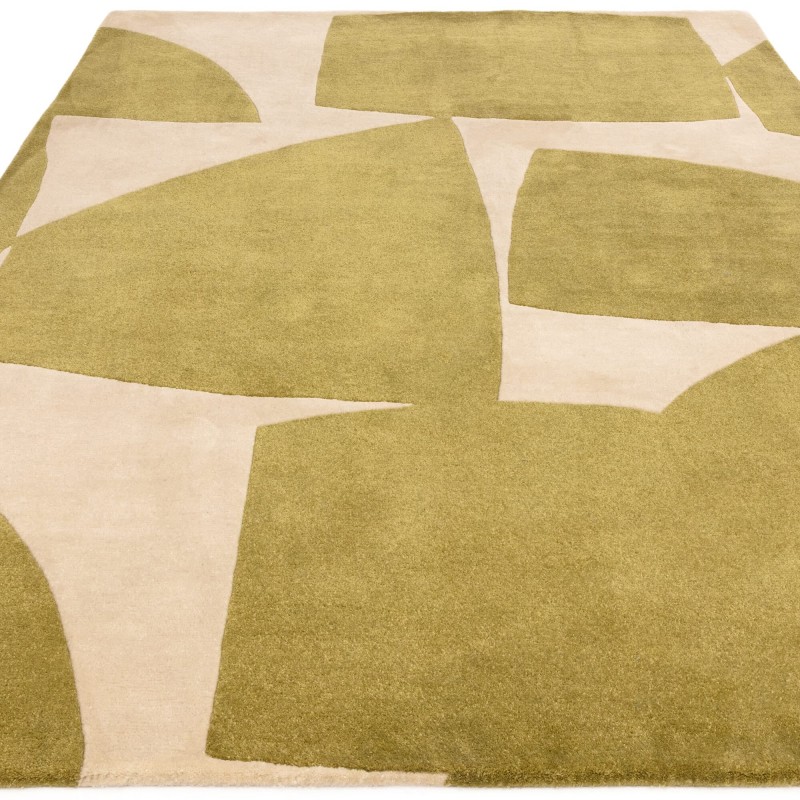 Tapis contemporain tufté main en polypropylène recyclé vert sauge Richmond