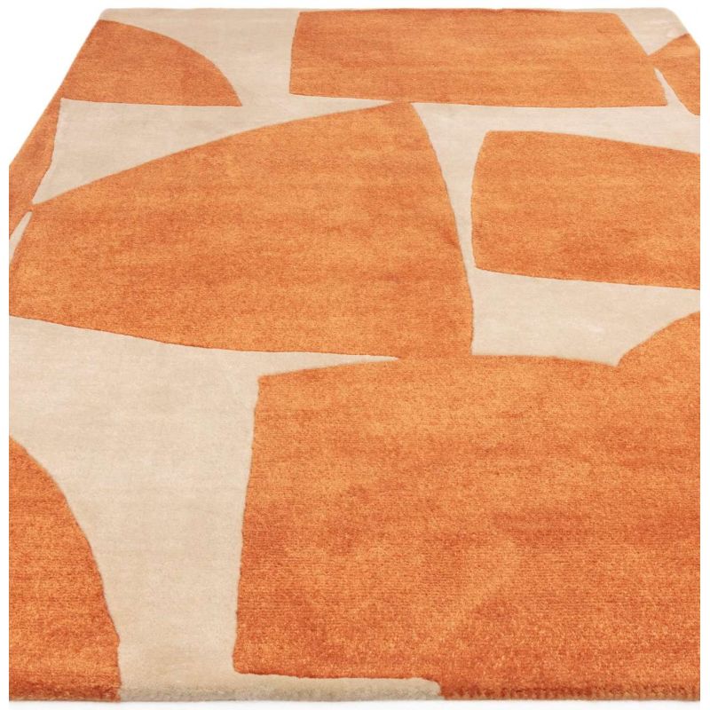 Tapis contemporain tufté main en polypropylène recyclé orange Richmond