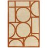 Tapis style art déco en pure laine beige et orange Miramar