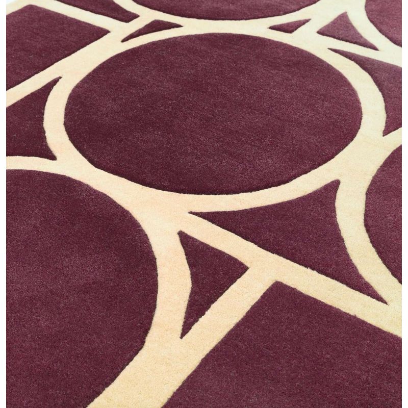 Tapis style art déco en pure laine prune et rose Miramar