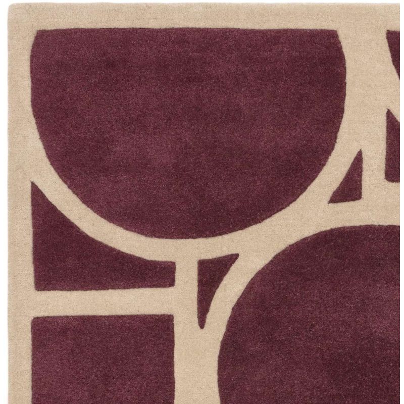 Tapis style art déco en pure laine prune et rose Miramar