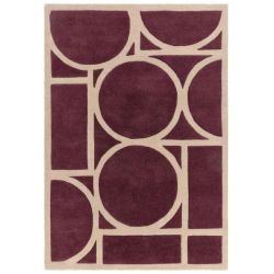 Tapis style art déco en pure laine prune et rose Miramar