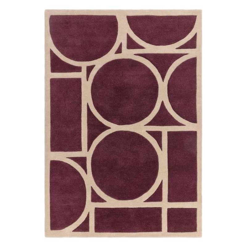 Tapis style art déco en pure laine prune et rose Miramar