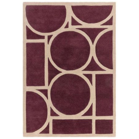 Tapis style art déco en pure laine prune et rose Miramar