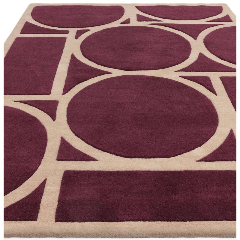 Tapis style art déco en pure laine prune et rose Miramar