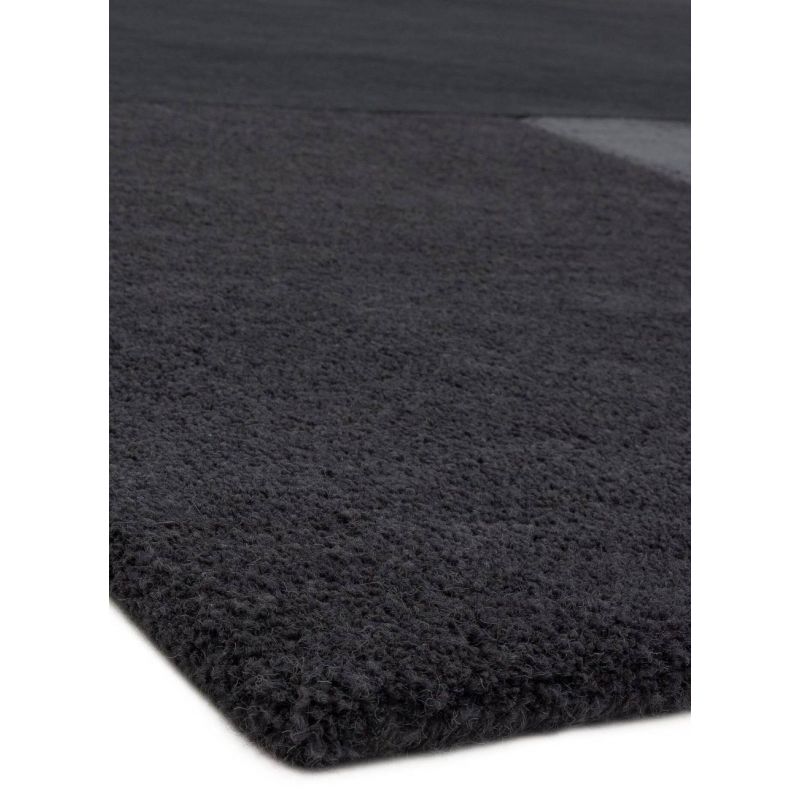 Tapis de salon moderne en laine et viscose tufté main Luxembourg gris anthracite