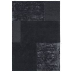 Tapis de salon moderne en laine et viscose tufté main Luxembourg gris anthracite