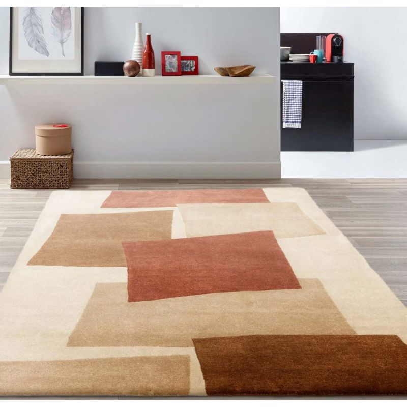 Tapis contemporain tufté main en polypropylène recyclé jaune Rawson