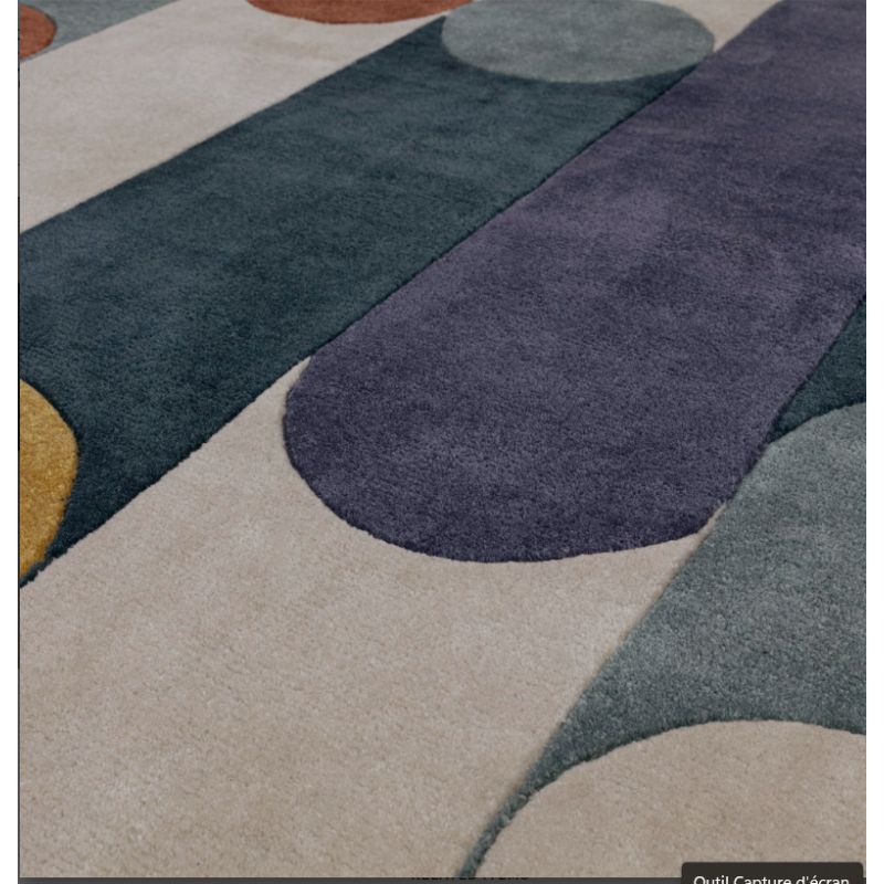 Tapis design tufté main en polyester recyclé multicolore Rubana