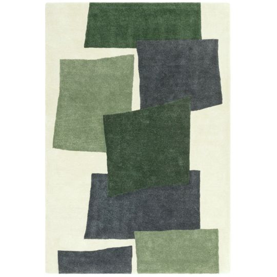 Tapis contemporain tuftŽ main en polypropylne recyclŽ vert Rawson