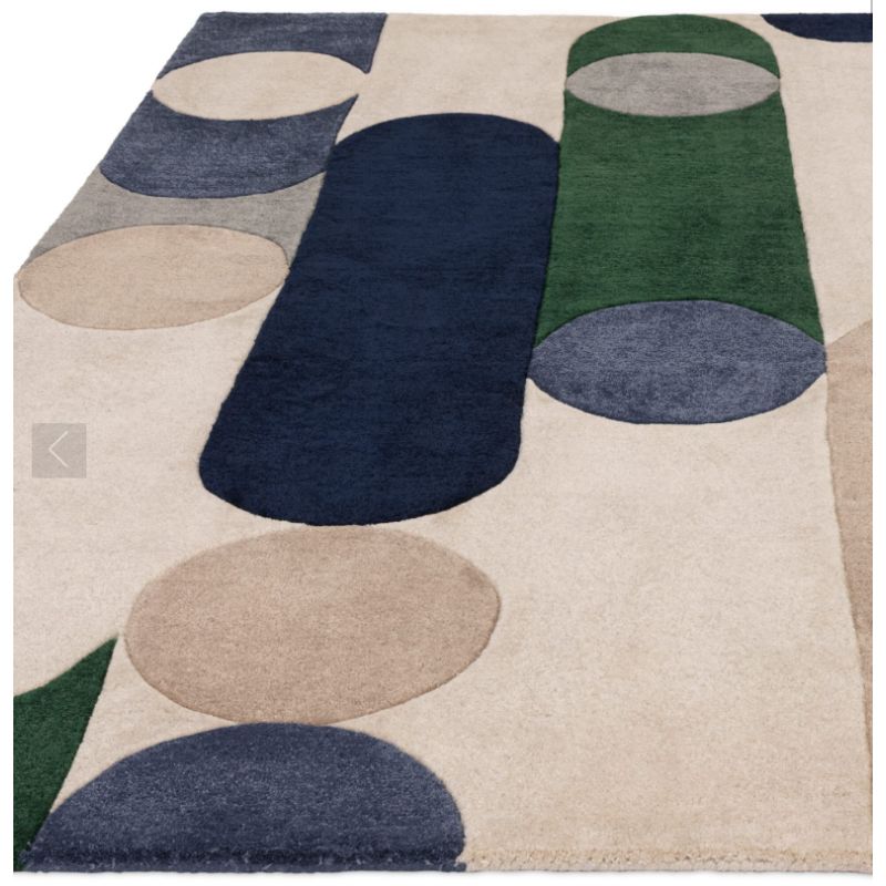 Tapis moderne tufté main en polyester recyclé Bleu Rubana