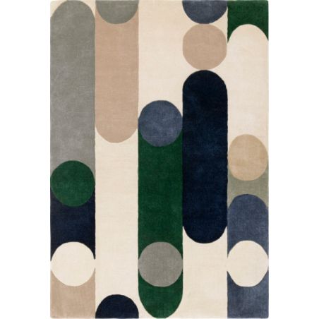 Tapis moderne tufté main en polyester recyclé Bleu Rubana