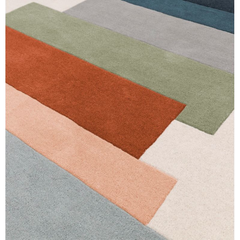 Tapis de salon contemporain pure laine blocs clair Oleniok
