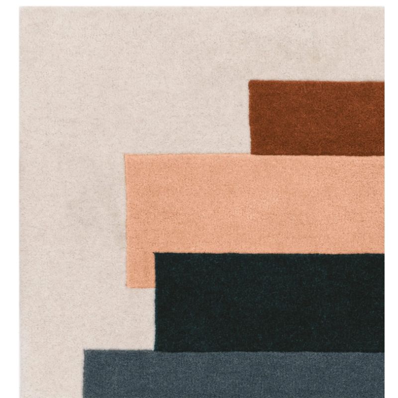 Tapis de salon contemporain pure laine blocs clair Oleniok