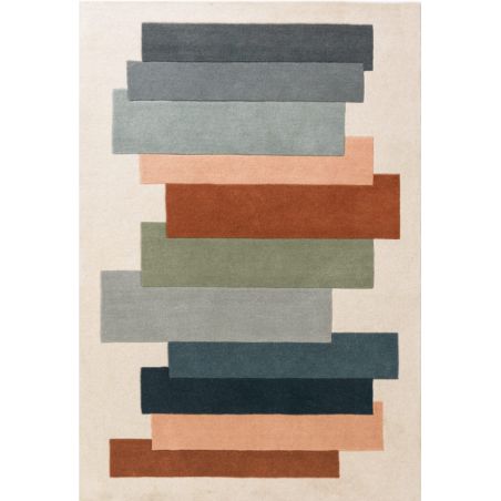 Tapis de salon contemporain pure laine blocs clair Oleniok