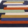 Tapis de salon contemporain pure laine bandes bleues Oleniok