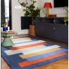 Tapis de salon contemporain pure laine bandes bleues Oleniok
