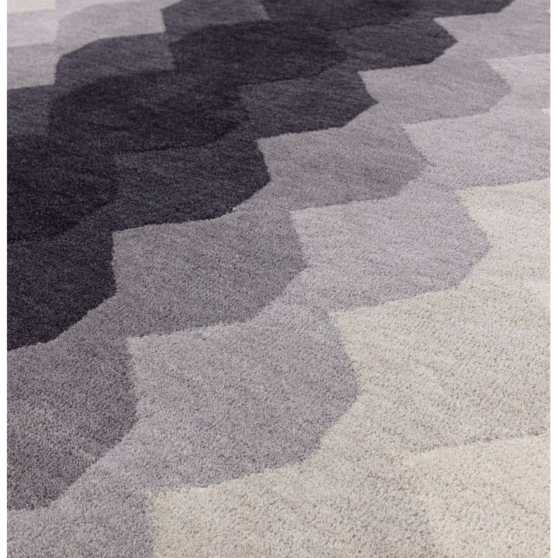 Tapis forme originale en laine dégradé de gris et noir Harare