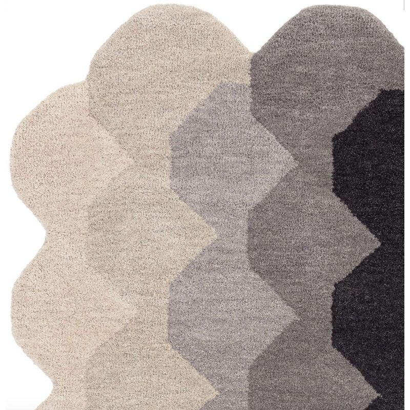 Tapis forme originale en laine dégradé de gris et noir Harare