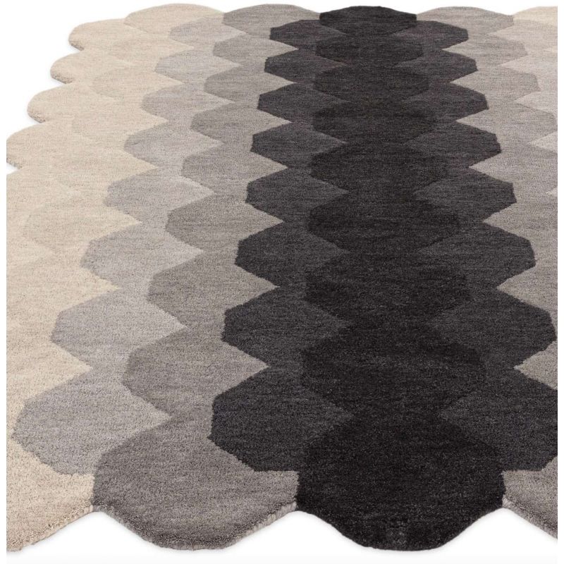 Tapis forme originale en laine dégradé de gris et noir Harare