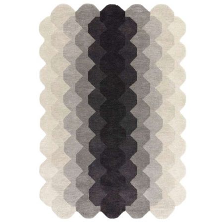 Tapis forme originale en laine dégradé de gris et noir Harare