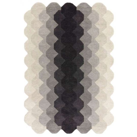 Tapis forme originale en laine dŽgradŽ de gris et noir Hammamet