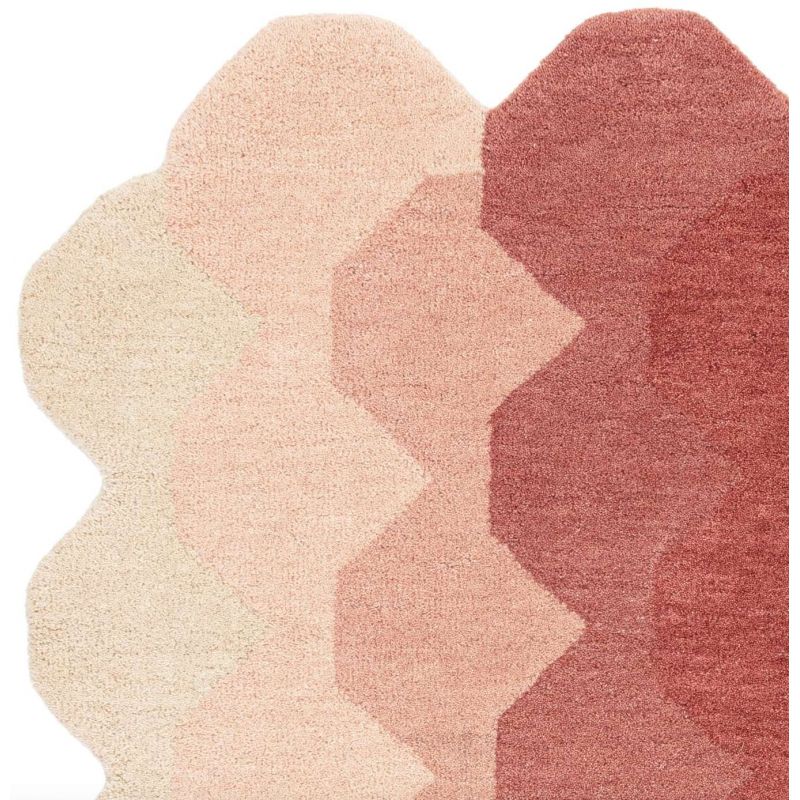 Tapis forme originale en laine dégradé de rose Harare