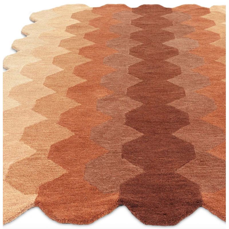 Tapis forme originale en laine dégradé de orange Harare