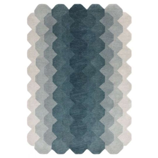 Tapis forme originale en laine dŽgradŽ de bleu Hammamet