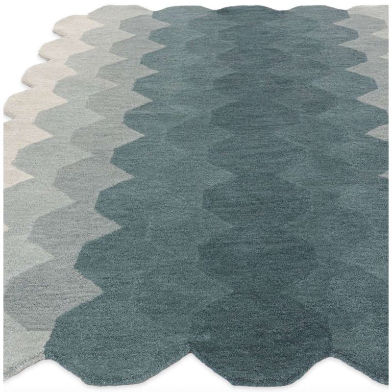 Tapis forme originale en laine dégradé de bleu Harare