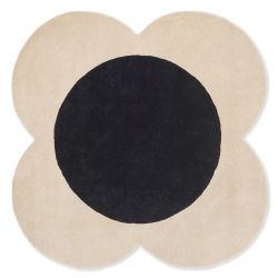 Tapis forme fleur tufté main en laine noir et blanc Flower Spot