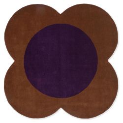 Tapis forme fleur tufté main en laine marron et prune Flower Spot