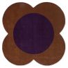 Tapis forme fleur tufté main en laine marron et prune Flower Spot 