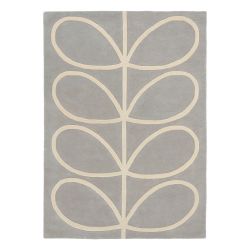 Tapis en laine bleu clair motif feuille blanc Giant Linear Stem