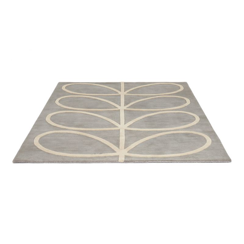 Tapis en laine bleu clair motif feuille blanc Giant Linear Stem