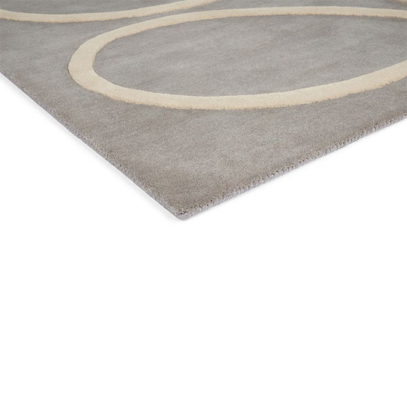 Tapis en laine bleu clair motif feuille blanc Giant Linear Stem