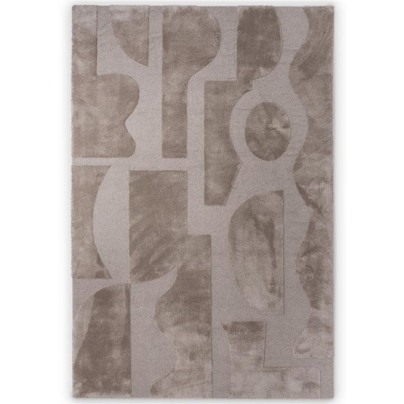 Tapis de salon haut de gamme pure laine gris Mural Bold Cement