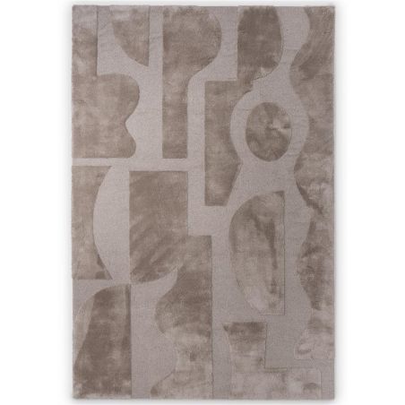 Tapis de salon haut de gamme pure laine gris Mural Bold Cement