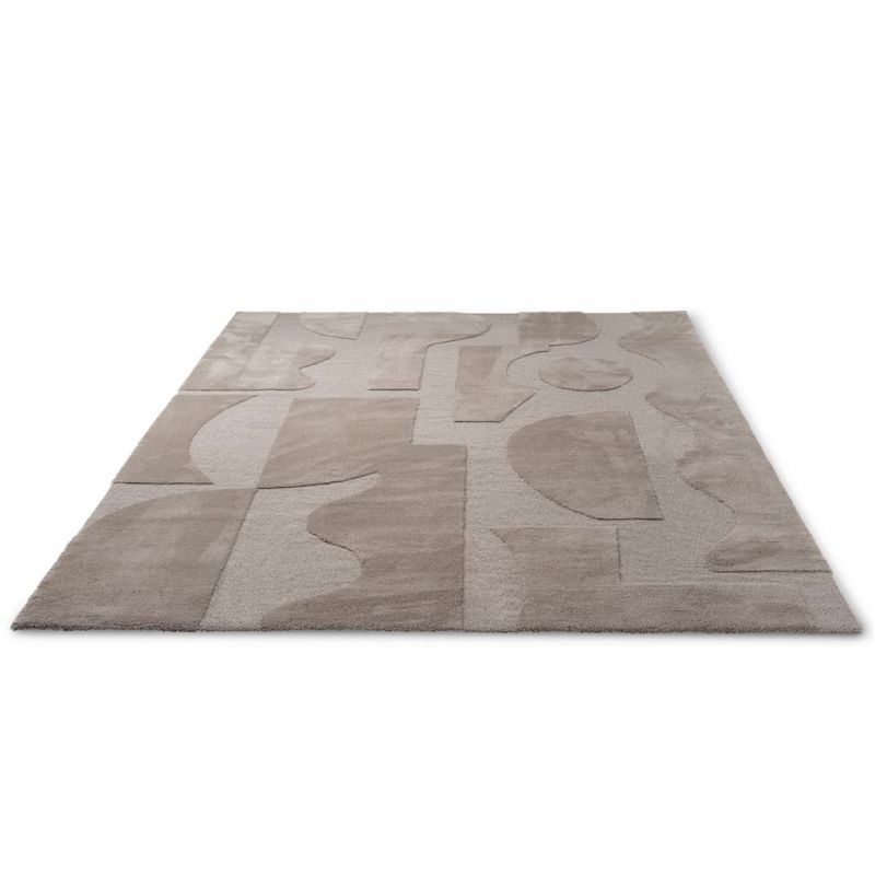 Tapis de salon haut de gamme pure laine gris Mural Bold Cement