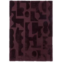 Tapis haut de gamme pure laine pourpre Mural Bold Burgundy