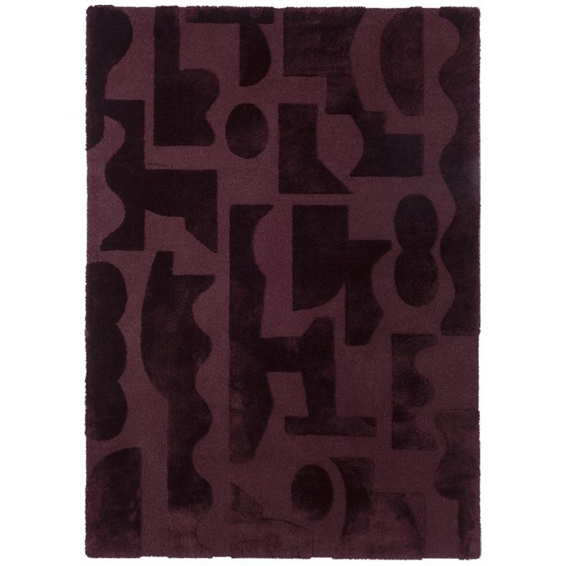 Tapis haut de gamme pure laine pourpre Mural Bold Burgundy