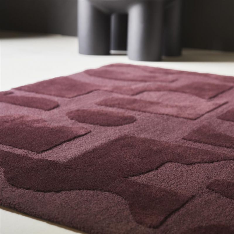 Tapis haut de gamme pure laine pourpre Mural Bold Burgundy