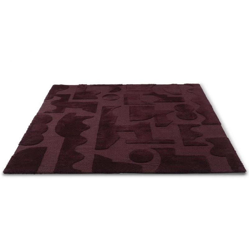 Tapis haut de gamme pure laine pourpre Mural Bold Burgundy