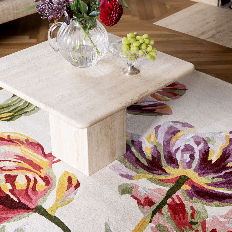 Tapis haut de gamme en laine tulipes perroquets Gosford Cranberry