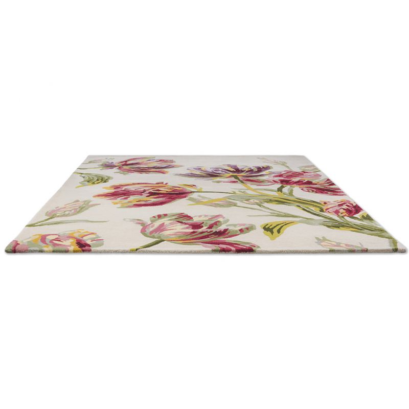 Tapis haut de gamme en laine tulipes perroquets Gosford Cranberry