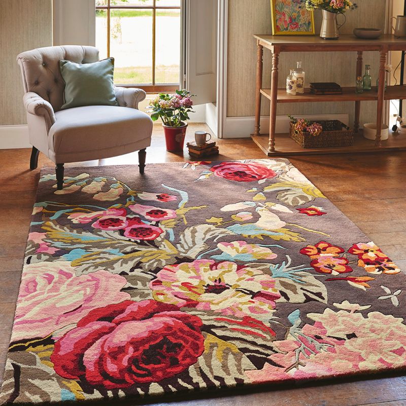Tapis haut de gamme fleuri en pure laine Stapleton Park Rosewood