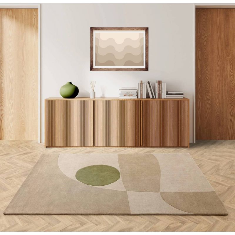 Tapis de salon contemporain pure laine beige Rife