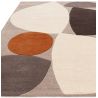Tapis de salon contemporain pure laine gris écru et terracotta Oleniok