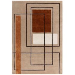 Tapis haut de gamme en laine beige et terracotta Contour Oleniok